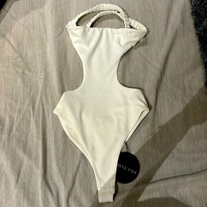 White Fox cut out body suit